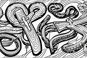 Jesus on the cross, god’s son, snake, romanian army tattoo idea