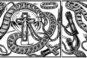 Jesus on the cross, god’s son, snake, romanian army,tiger tattoo idea