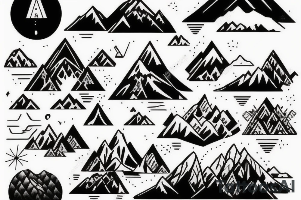 Mountain background with water reflection tattoo idea