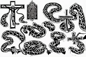 Jesus on the cross, inscription god’s son ,army ,tiger fight with snake tattoo idea