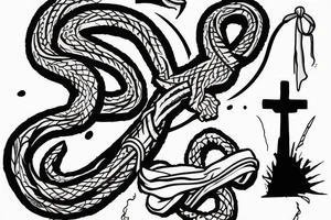 Jesus on the cross, inscription god’s son ,army ,tiger fight with snake tattoo idea