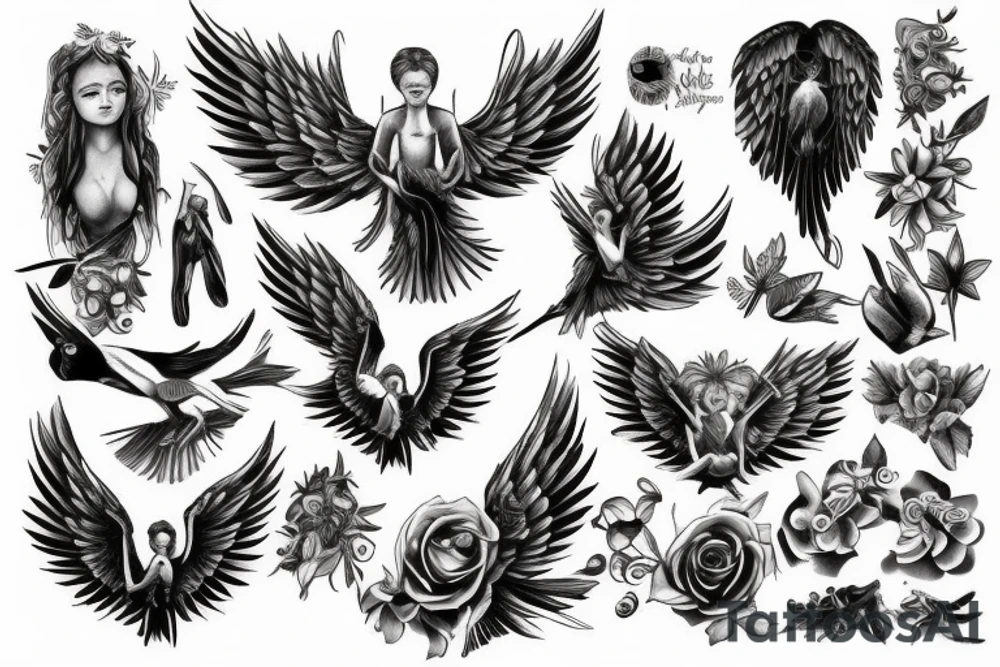 Angel and animals tattoo idea