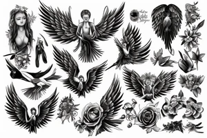 Angel and animals tattoo idea