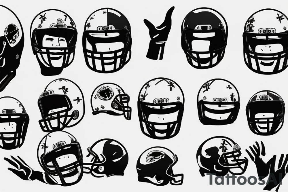 Hand holding a football helmet tattoo idea