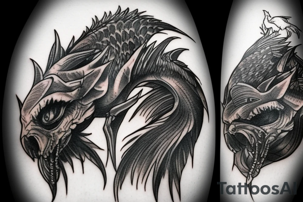 Witcher lake monster bird tattoo idea