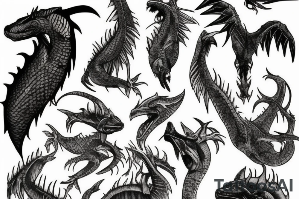 Witcher lake monster bird tattoo idea