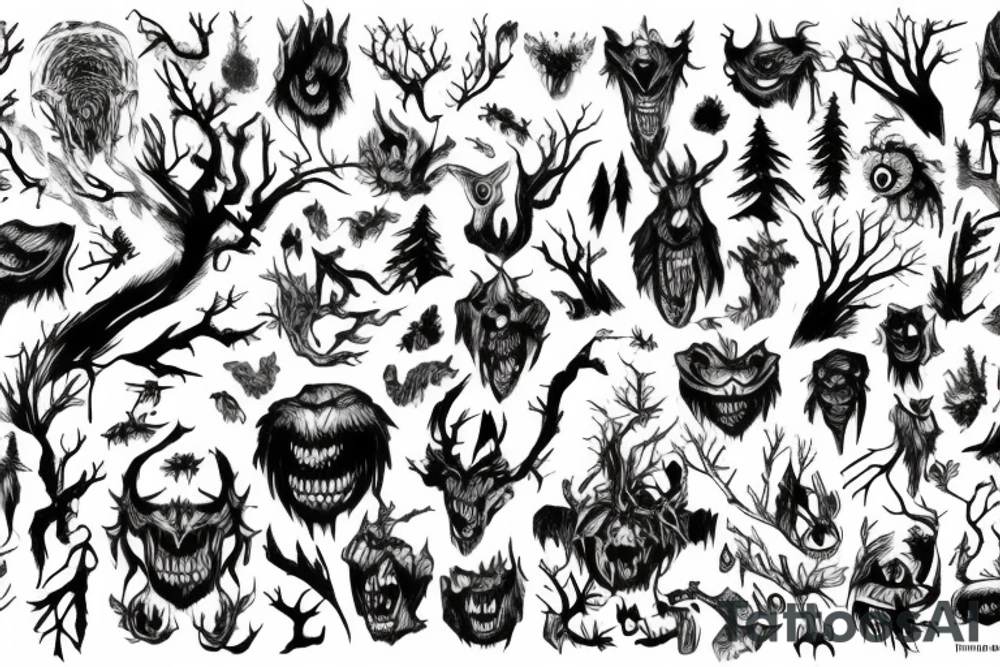 Monster in forest tattoo idea