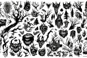 Monster in forest tattoo idea