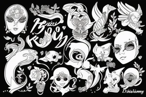 Kobieta z kartami w ręce tattoo idea