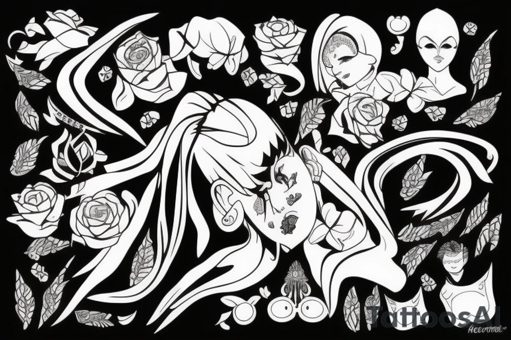 Kobieta z kartami w ręce tattoo idea