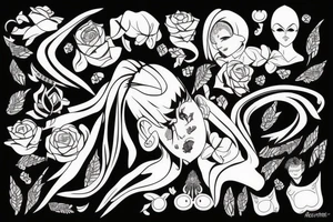 Kobieta z kartami w ręce tattoo idea