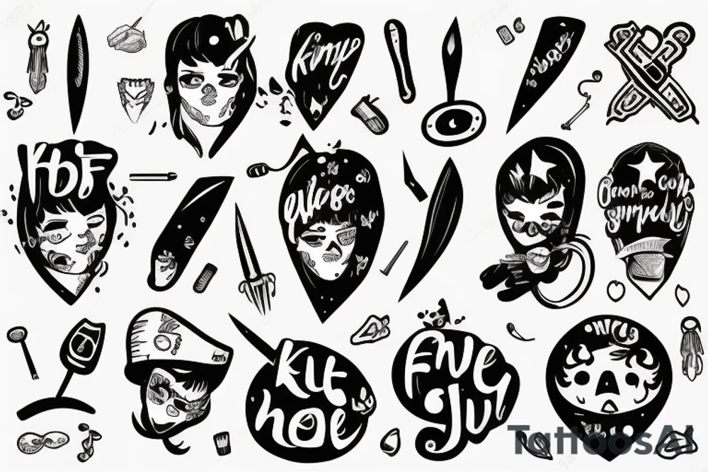 The knife with funny text tattoo idea
