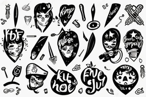 The knife with funny text tattoo idea