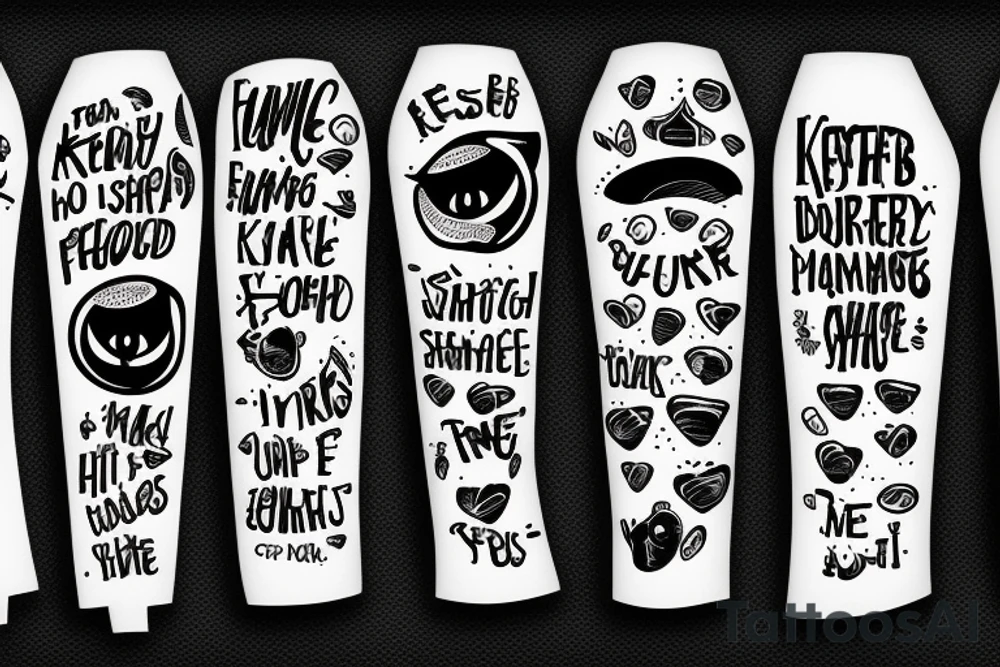 The knife with funny text tattoo idea