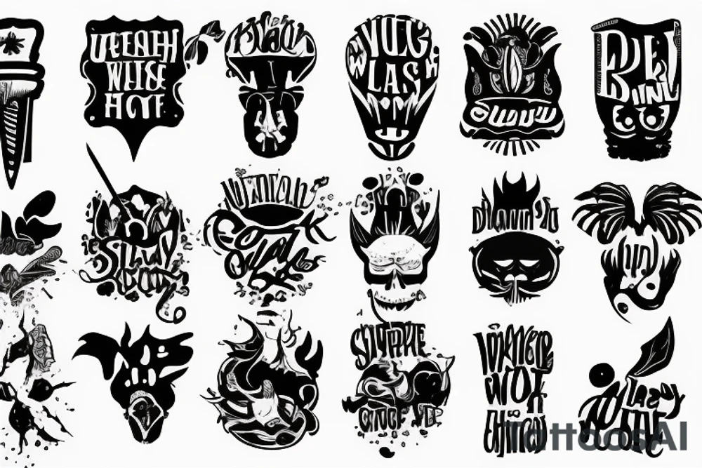 The knife with funny text tattoo idea