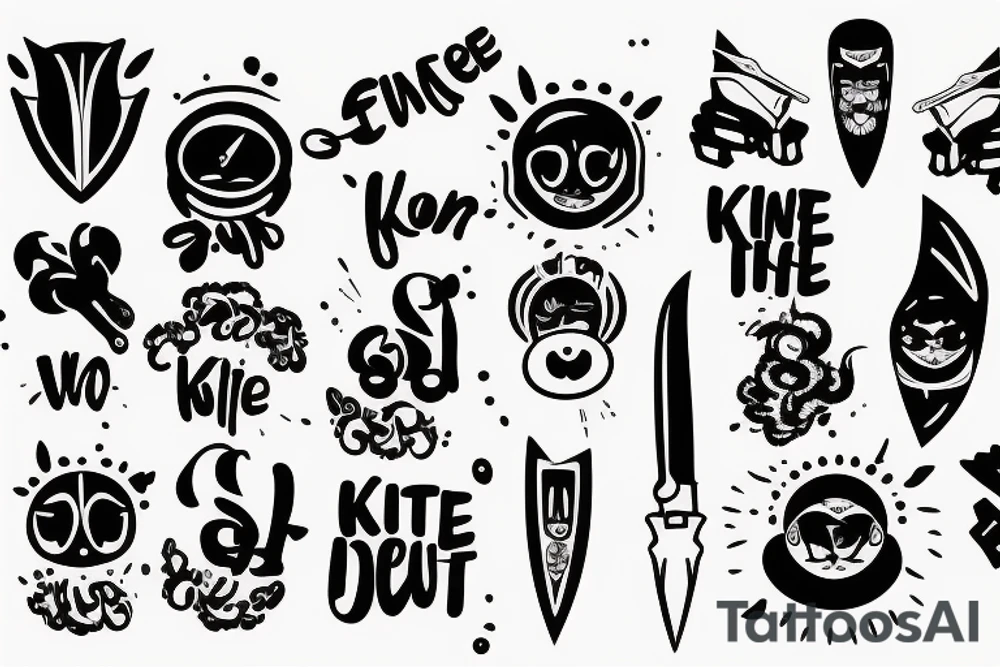 The knife with funny text tattoo idea