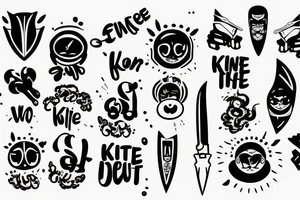 The knife with funny text tattoo idea