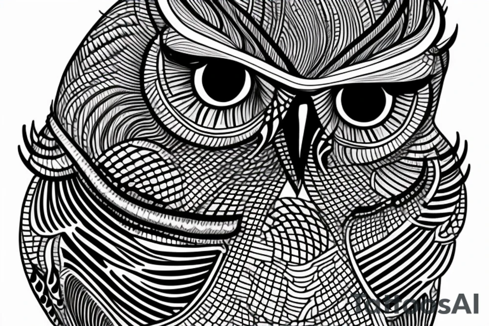A grapihic-contour owl, tattoo idea