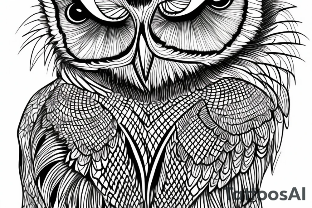 A grapihic-contour owl, tattoo idea