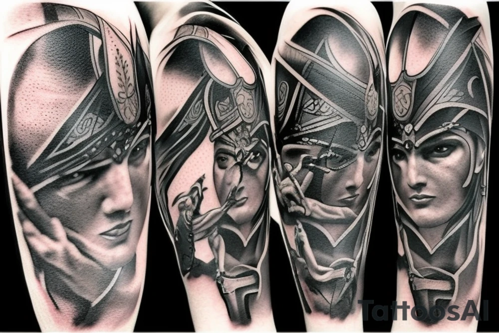 Antic warrior fighting in colloseum tattoo idea