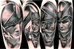 Antic warrior fighting in colloseum tattoo idea