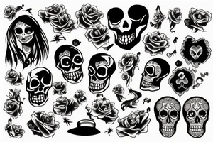 woman and skeleton dancing tattoo idea