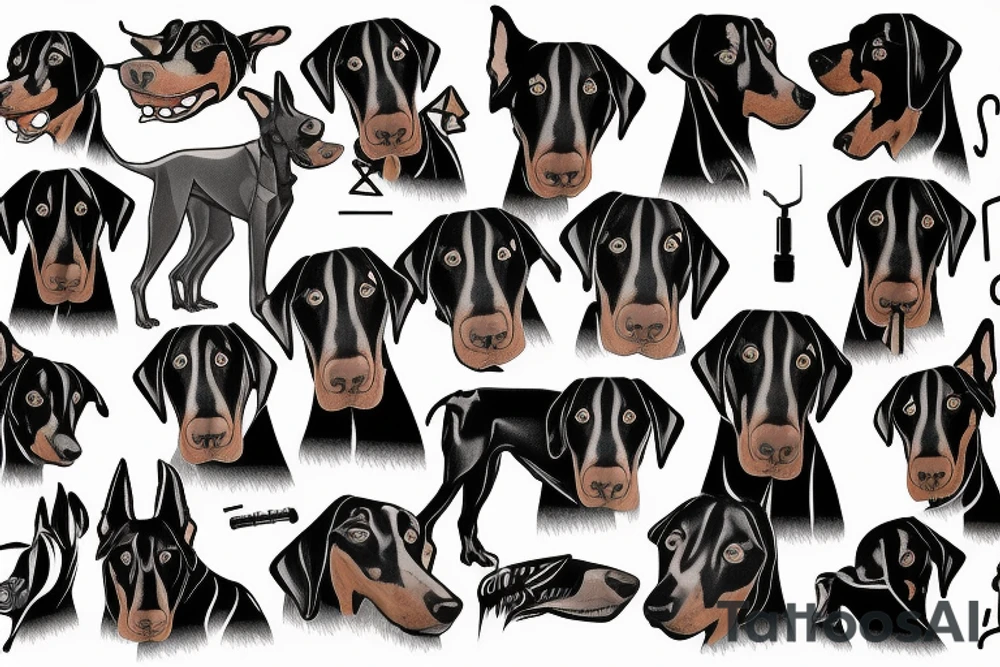 angry doberman tattoo idea