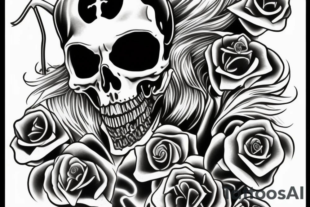Grim reaper at the grave tattoo idea