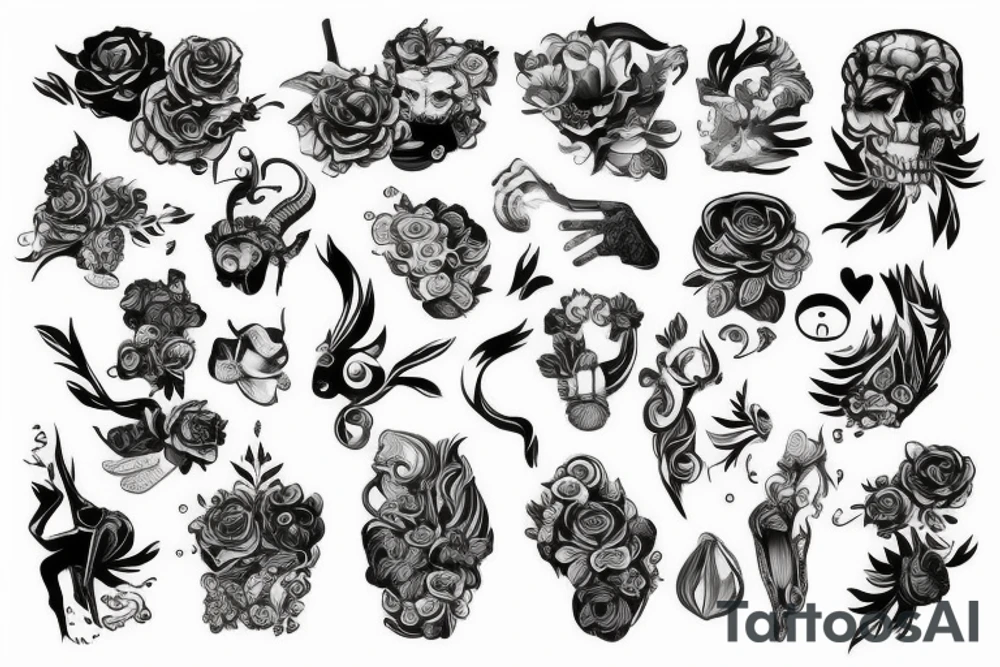 Czaszki kości tattoo idea