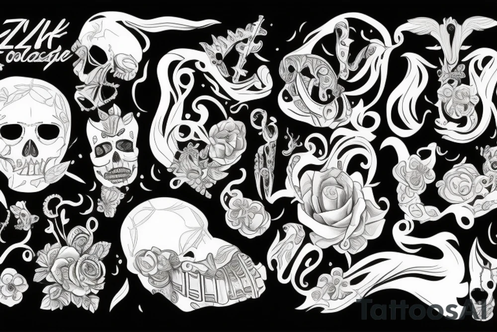 Czaszki kości tattoo idea