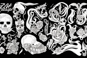 Czaszki kości tattoo idea