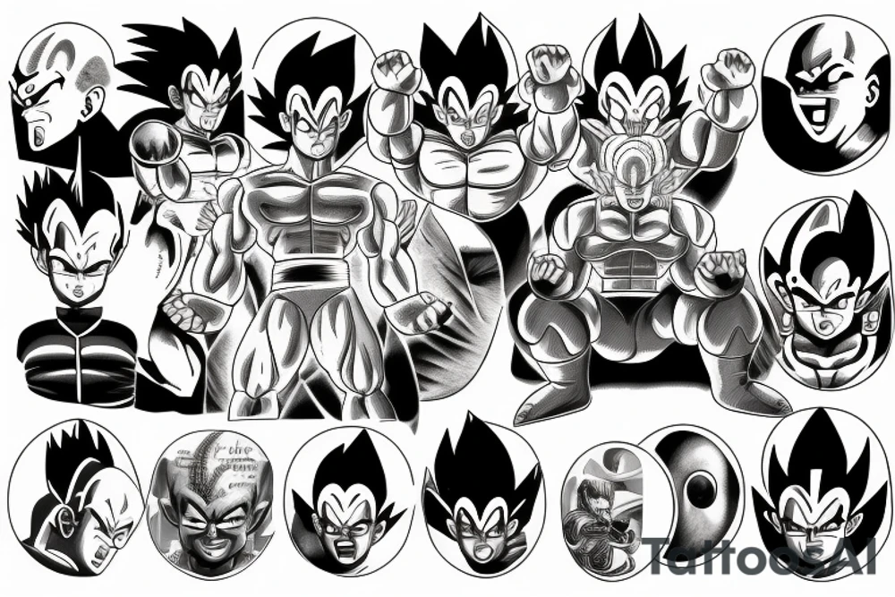 Vegeta, budda, power, time, dragon ball, mental, focus tattoo idea