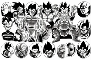 Vegeta, budda, power, time, dragon ball, mental, focus tattoo idea