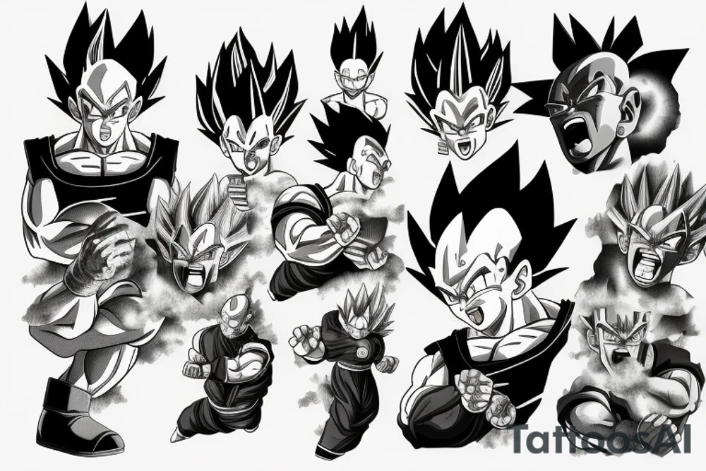 Vegeta, power, time, dragon ball, mental, focus tattoo idea