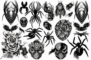 Black, mystic, spiders, power tattoo idea