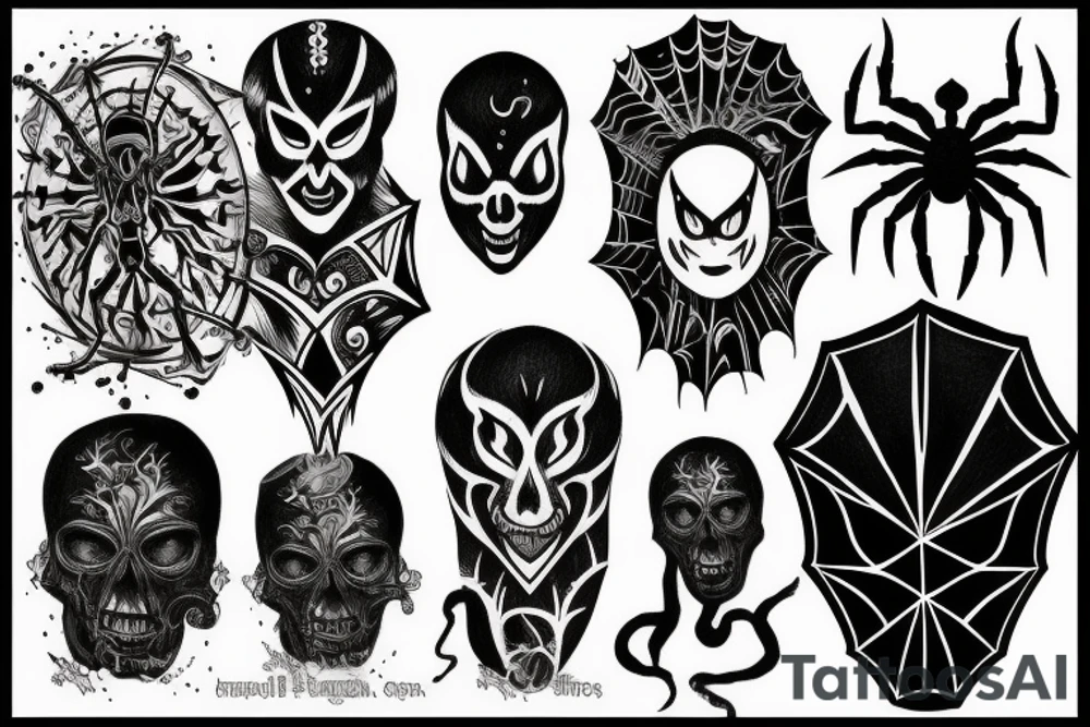Black, mystic, spiders, power tattoo idea