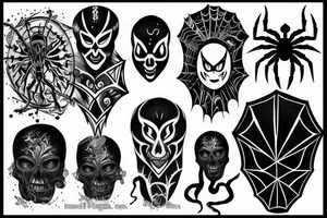 Black, mystic, spiders, power tattoo idea