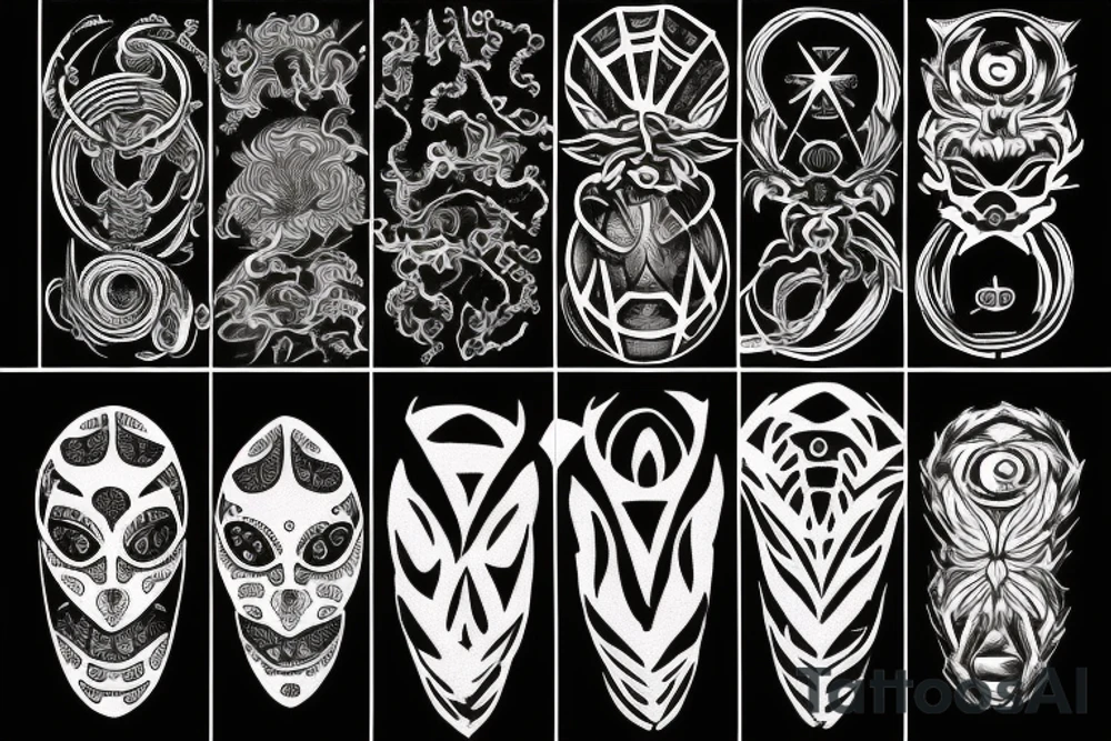 Black, mystic, spiders, power tattoo idea