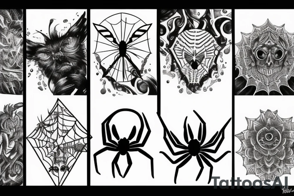 Black, mystic, spiders, power tattoo idea