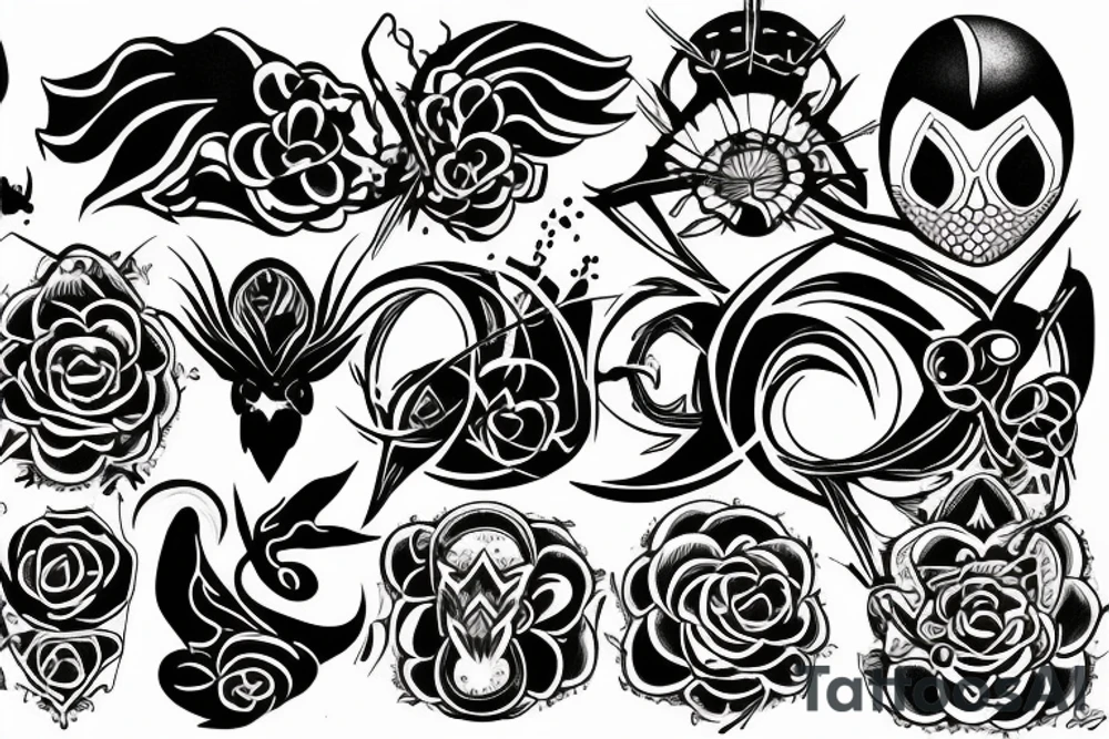 Black, mystic, spiders, power tattoo idea