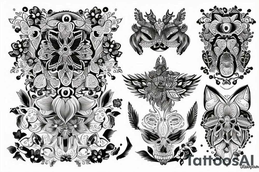 Zakkonica z rozszarpaną twarzą z odwróconym krzyżem na czole tattoo idea