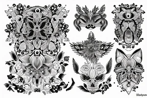 Zakkonica z rozszarpaną twarzą z odwróconym krzyżem na czole tattoo idea