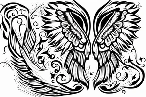 Heart with wings writing Meiva and Steicy on tattoo idea