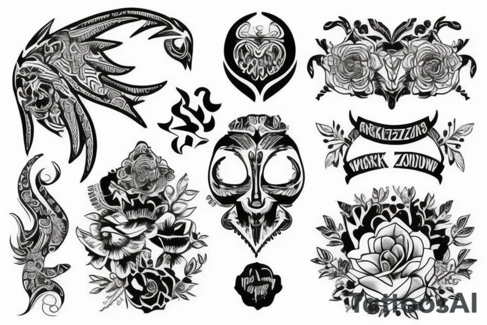 Zakkonica z rozszarpaną twarzą z odwróconym krzyżem na czole tattoo idea