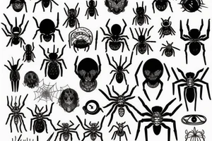 Sketch spiders and monsters tattoo idea