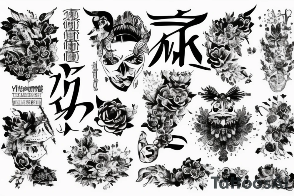 Zakkonica z rozszarpaną twarzą z odwróconym krzyżem na czole tattoo idea