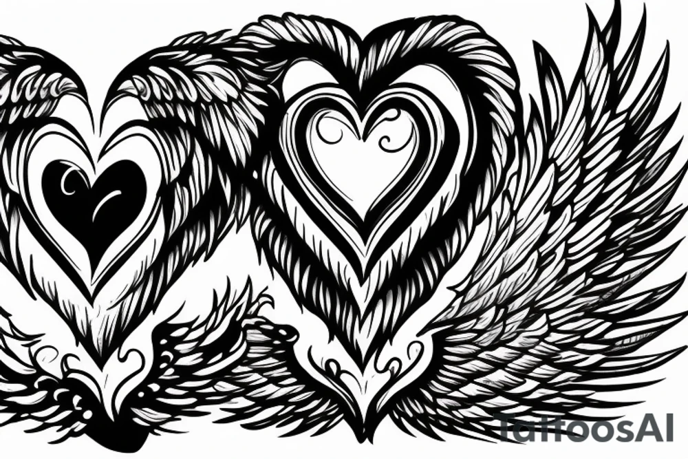 Heart with wings writing tattoo idea