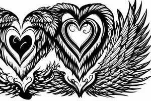 Heart with wings writing tattoo idea