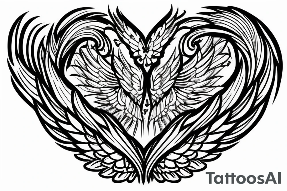 Heart with wings writing tattoo idea
