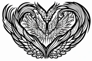 Heart with wings writing tattoo idea